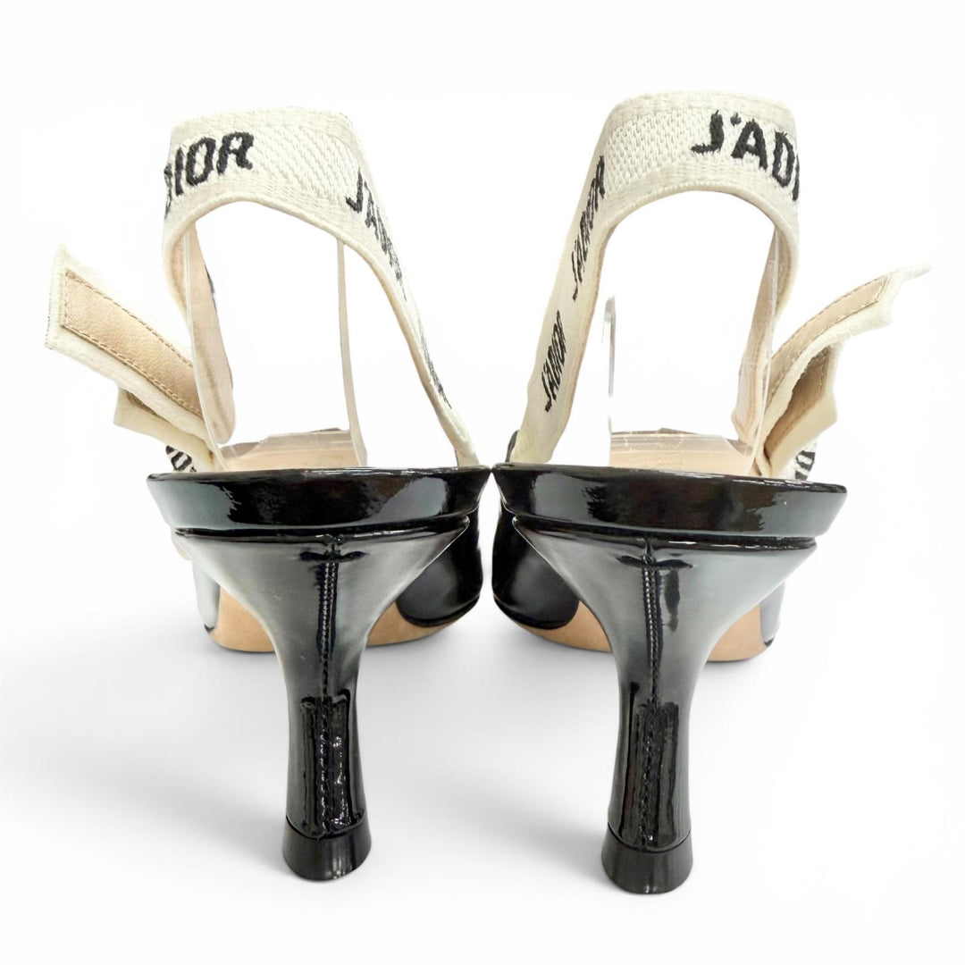 Great Christian Dior pumps JADIOR slingback pumps black Patent leather 35.5