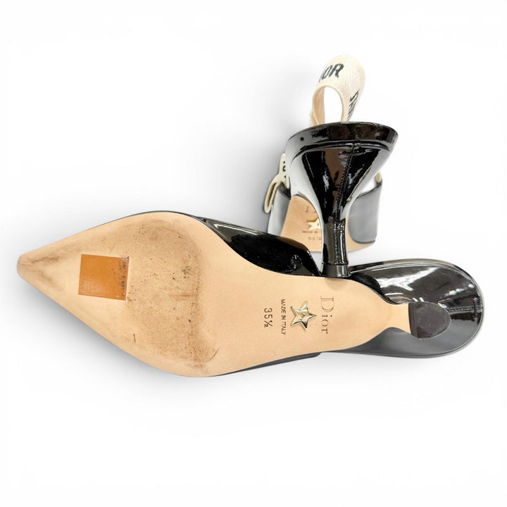 Great Christian Dior pumps JADIOR slingback pumps black Patent leather 35.5