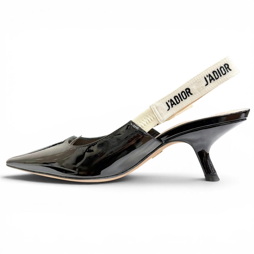 Great Christian Dior pumps JADIOR slingback pumps black Patent leather 35.5