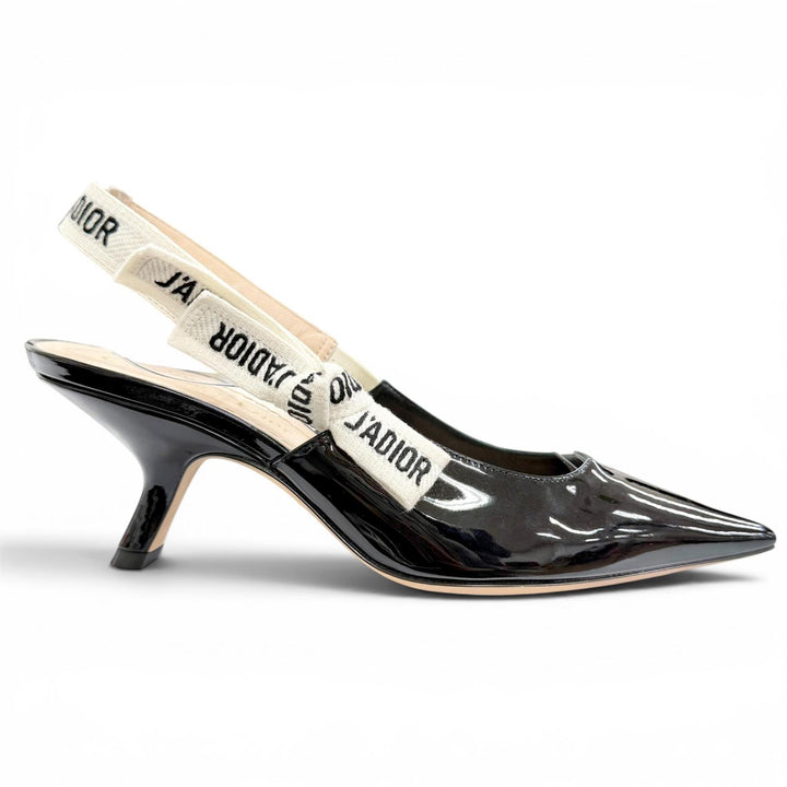 Great Christian Dior pumps JADIOR slingback pumps black Patent leather 35.5