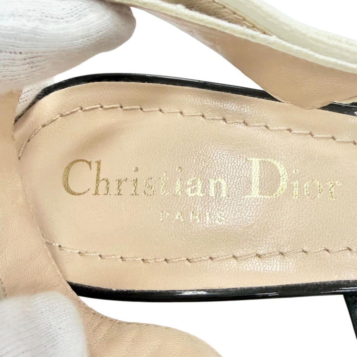Great Christian Dior pumps JADIOR slingback pumps black Patent leather 35.5