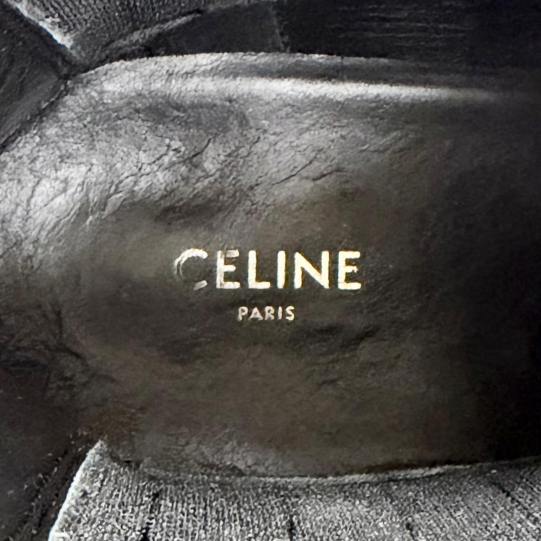 Great CELINE Camargue Harness side-gore biker Chelsea boots short boots black 38