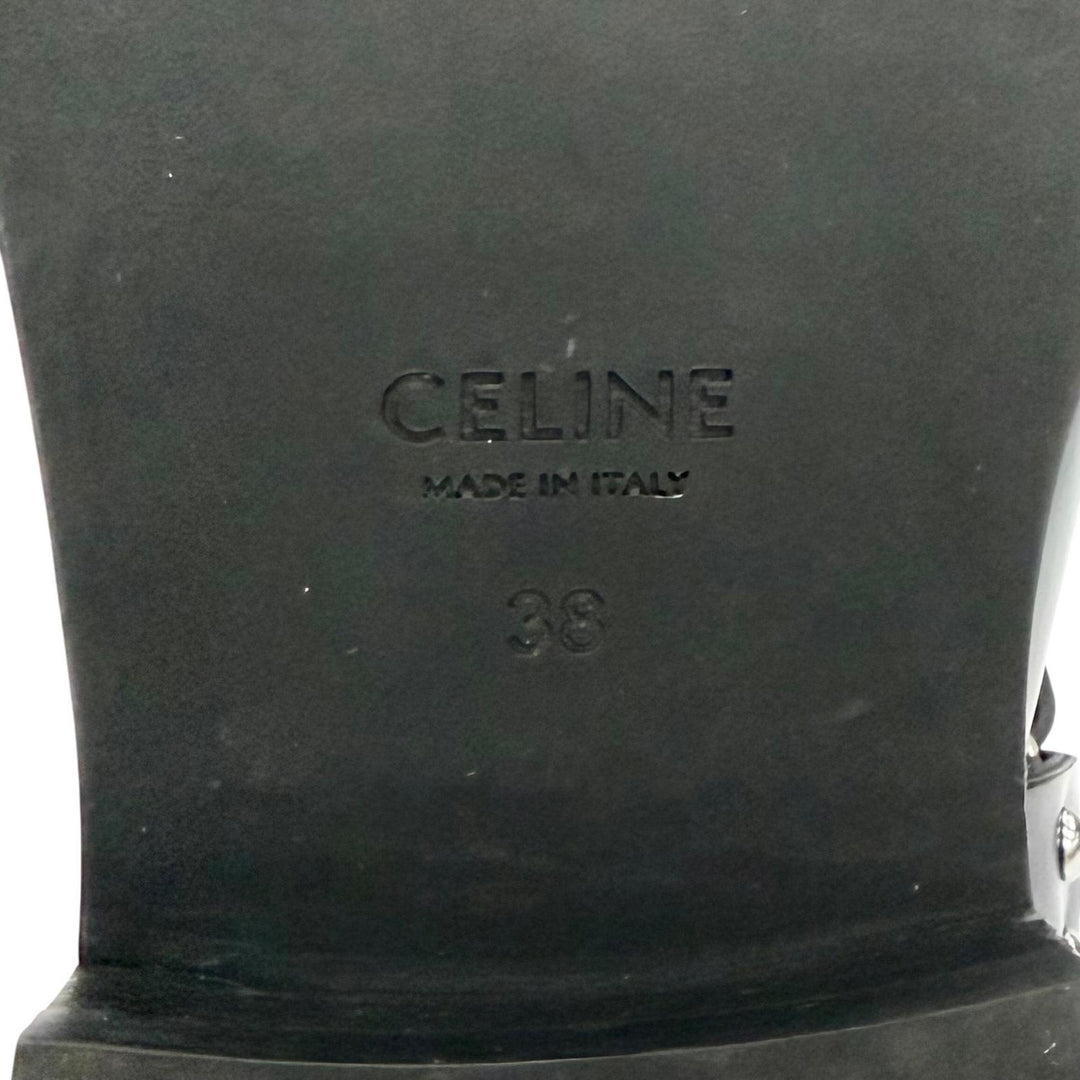 Great CELINE Camargue Harness side-gore biker Chelsea boots short boots black 38