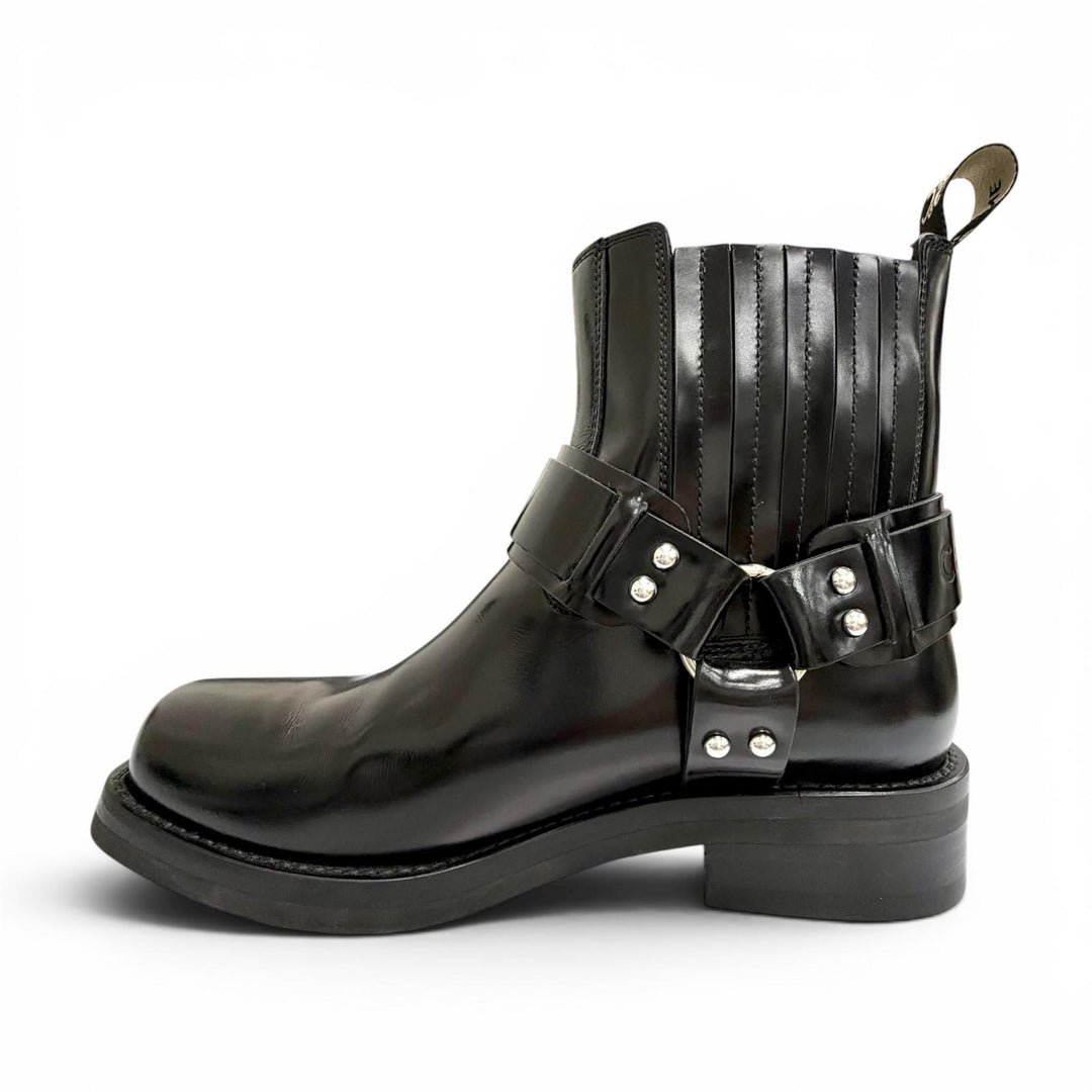 Great CELINE Camargue Harness side-gore biker Chelsea boots short boots black 38