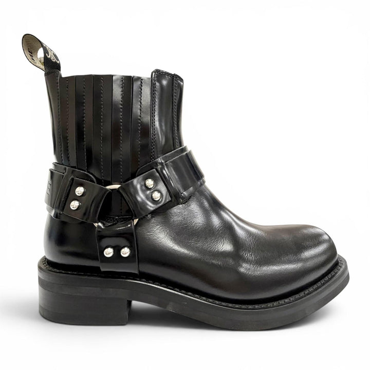 Great CELINE Camargue Harness side-gore biker Chelsea boots short boots black 38