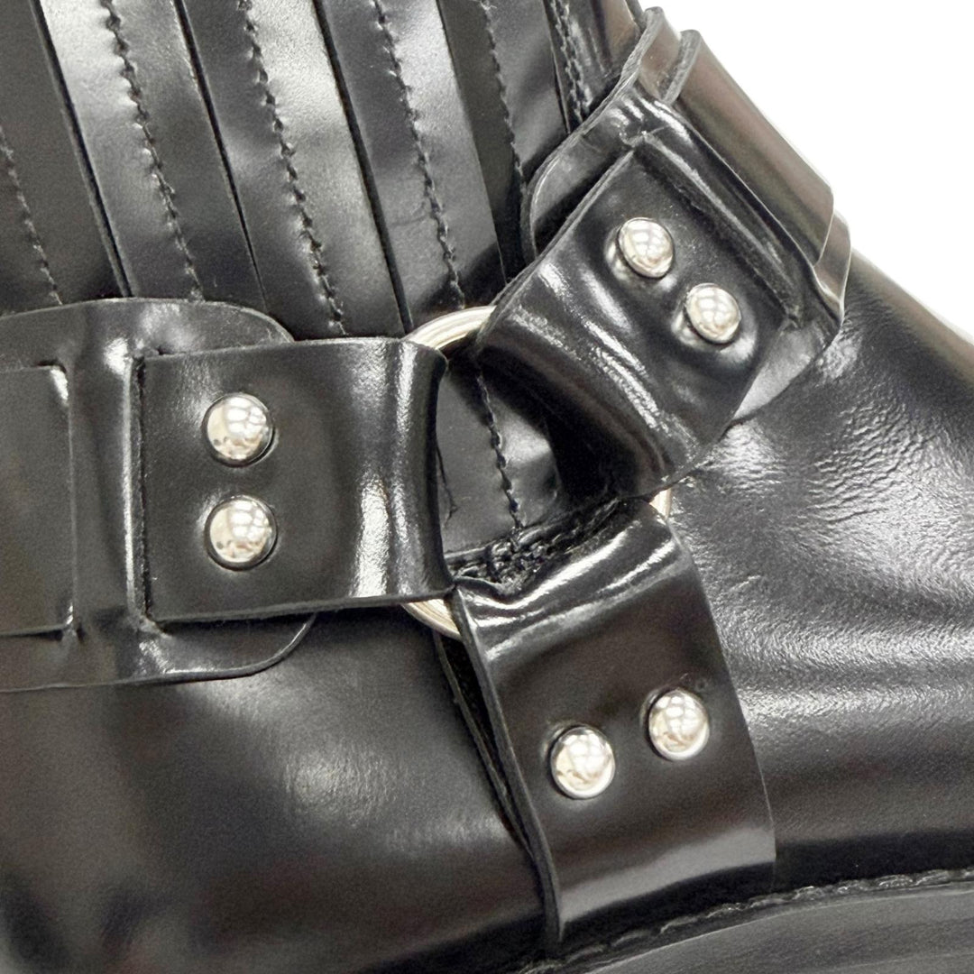 Great CELINE Camargue Harness side-gore biker Chelsea boots short boots black 38