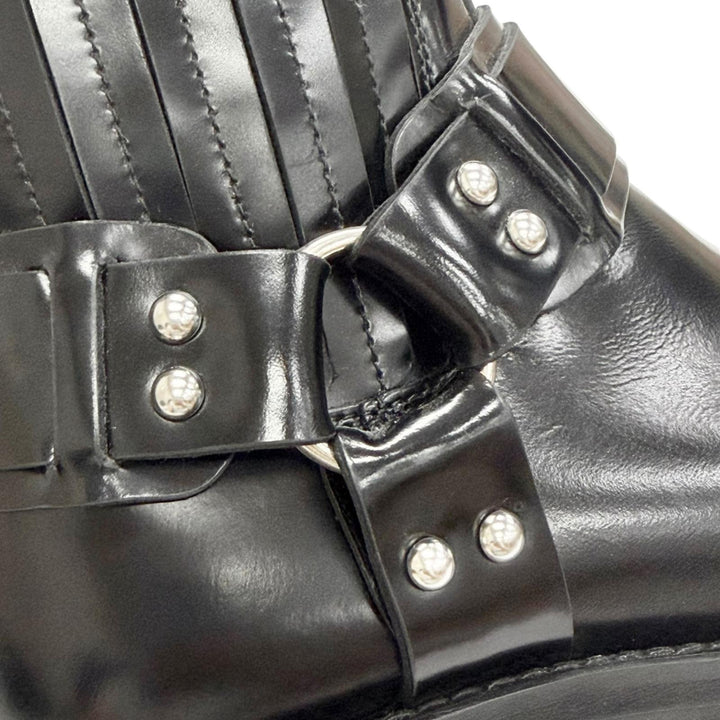 Great CELINE Camargue Harness side-gore biker Chelsea boots short boots black 38
