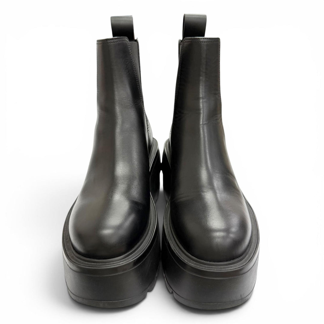 Excellent Valentino Garavani V-logo platform side-gore Chelsea boots black 35.5