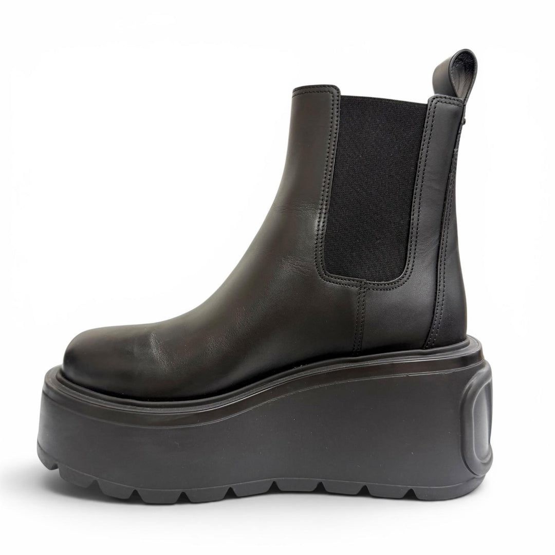 Excellent Valentino Garavani V-logo platform side-gore Chelsea boots black 35.5