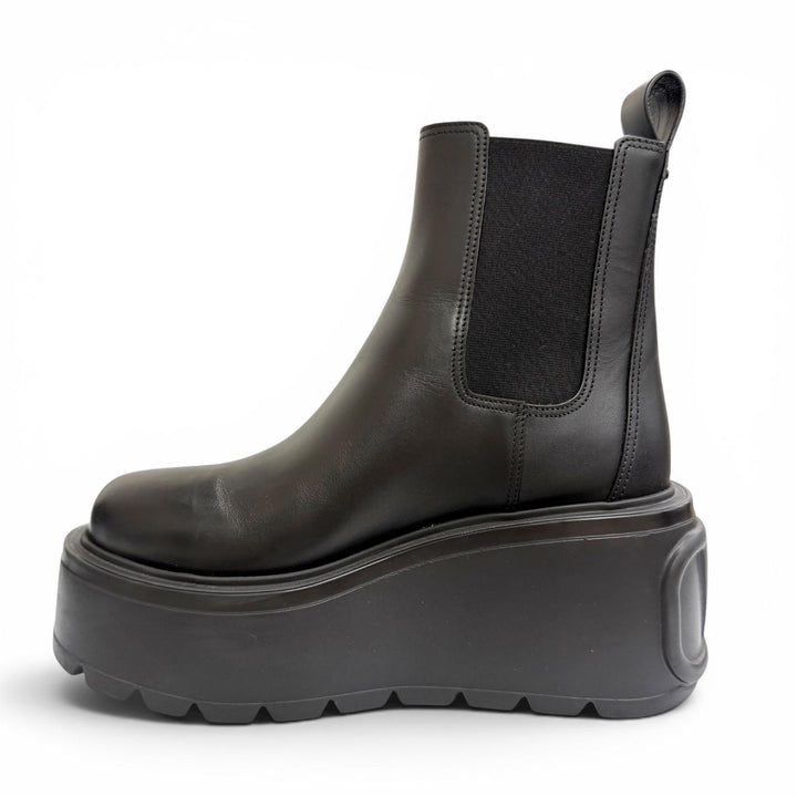 Excellent Valentino Garavani V-logo platform side-gore Chelsea boots black 35.5
