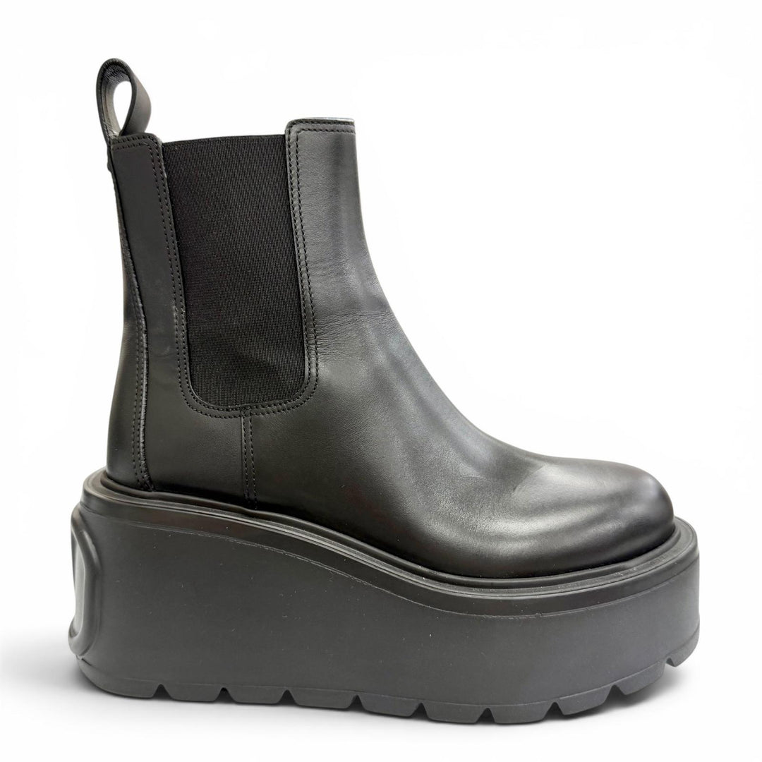 Excellent Valentino Garavani V-logo platform side-gore Chelsea boots black 35.5
