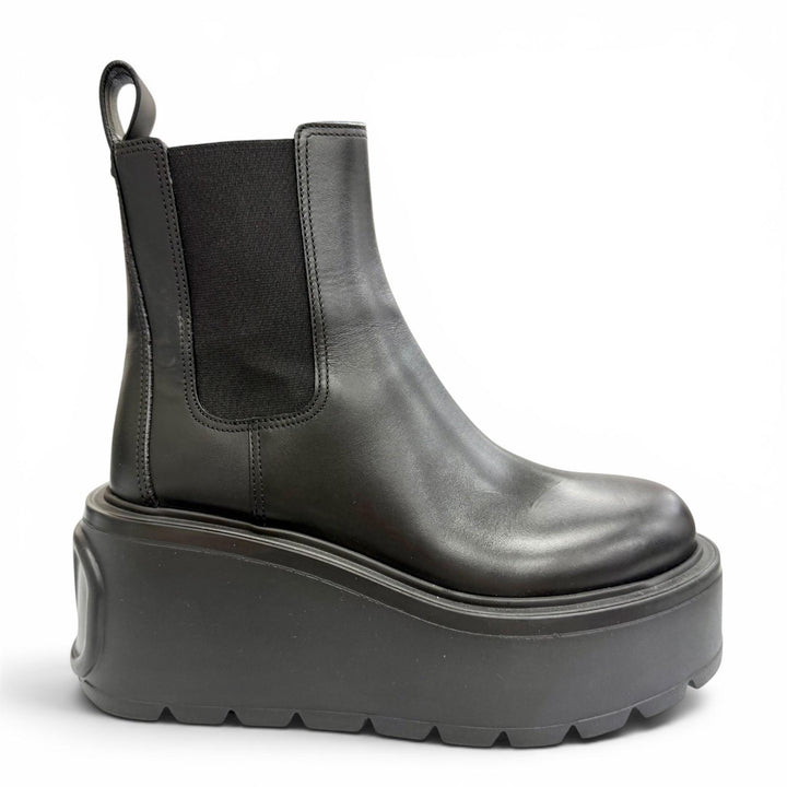 Excellent Valentino Garavani V-logo platform side-gore Chelsea boots black 35.5