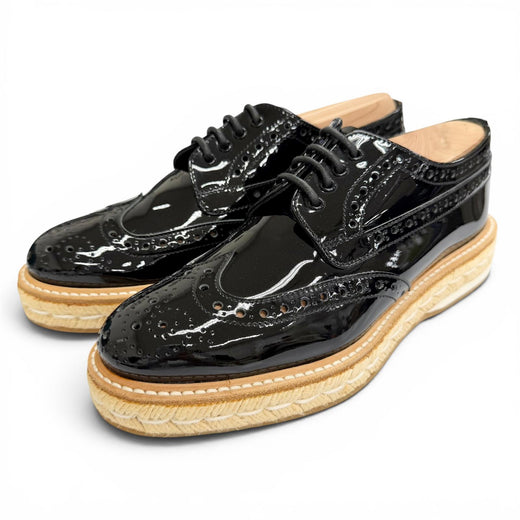 Excellent CHURCH'S Leather shoes KEELY2 Wingtip medallion espadrilles black 36.5