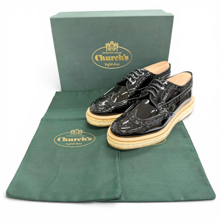 Excellent CHURCH'S Leather shoes KEELY2 Wingtip medallion espadrilles black 36.5