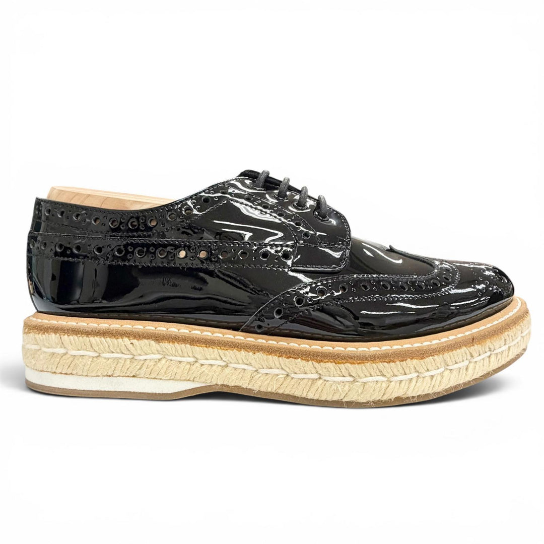 Excellent CHURCH'S Leather shoes KEELY2 Wingtip medallion espadrilles black 36.5
