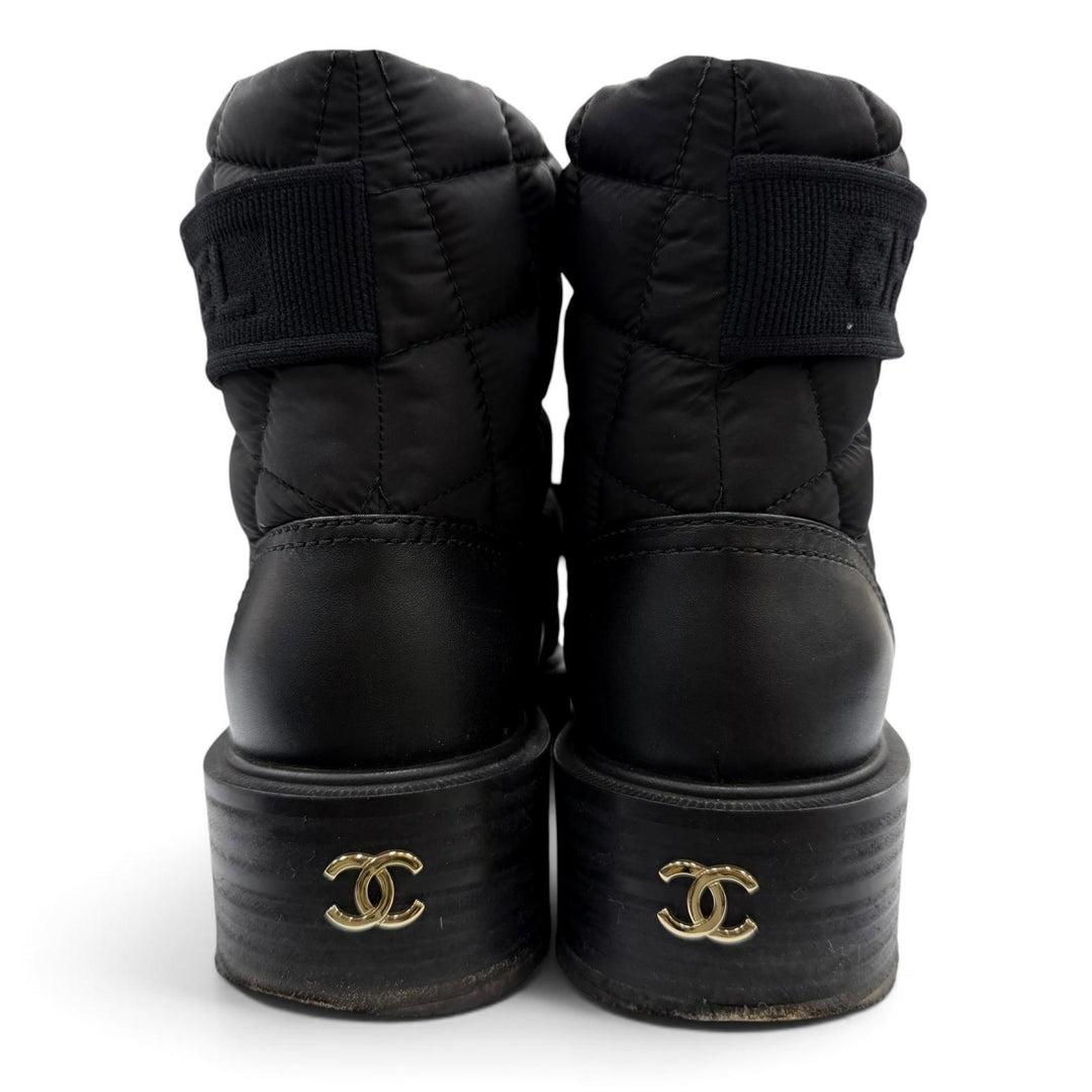 Good CHANEL short boots COCO Mark Logo Matelassé Leather black 37.5 23B G45125