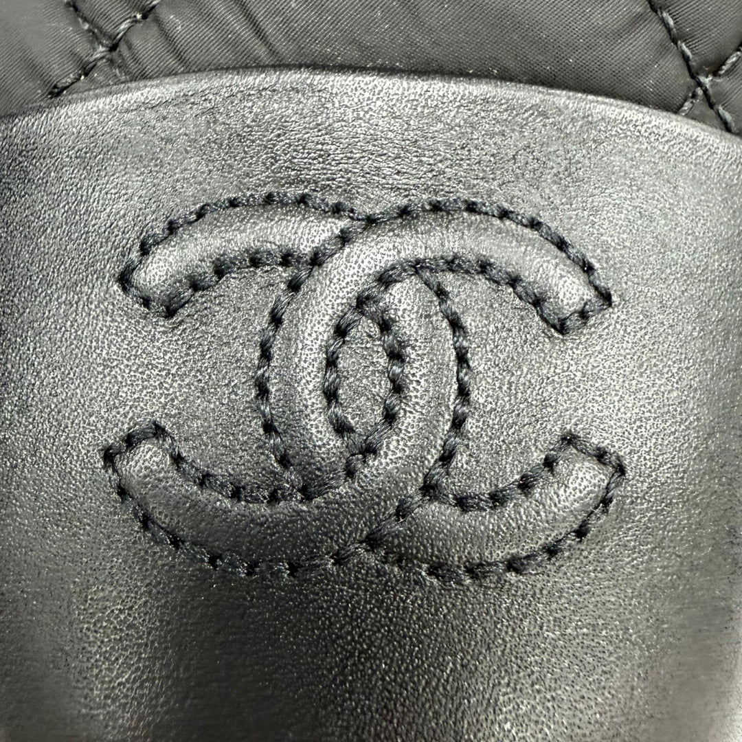 Good CHANEL short boots COCO Mark Logo Matelassé Leather black 37.5 23B G45125