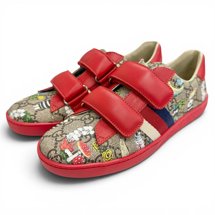 Pristine GUCCI YUKO HIGUCHI Low cut sneakers Velcro Red GG Supreme 34 463091