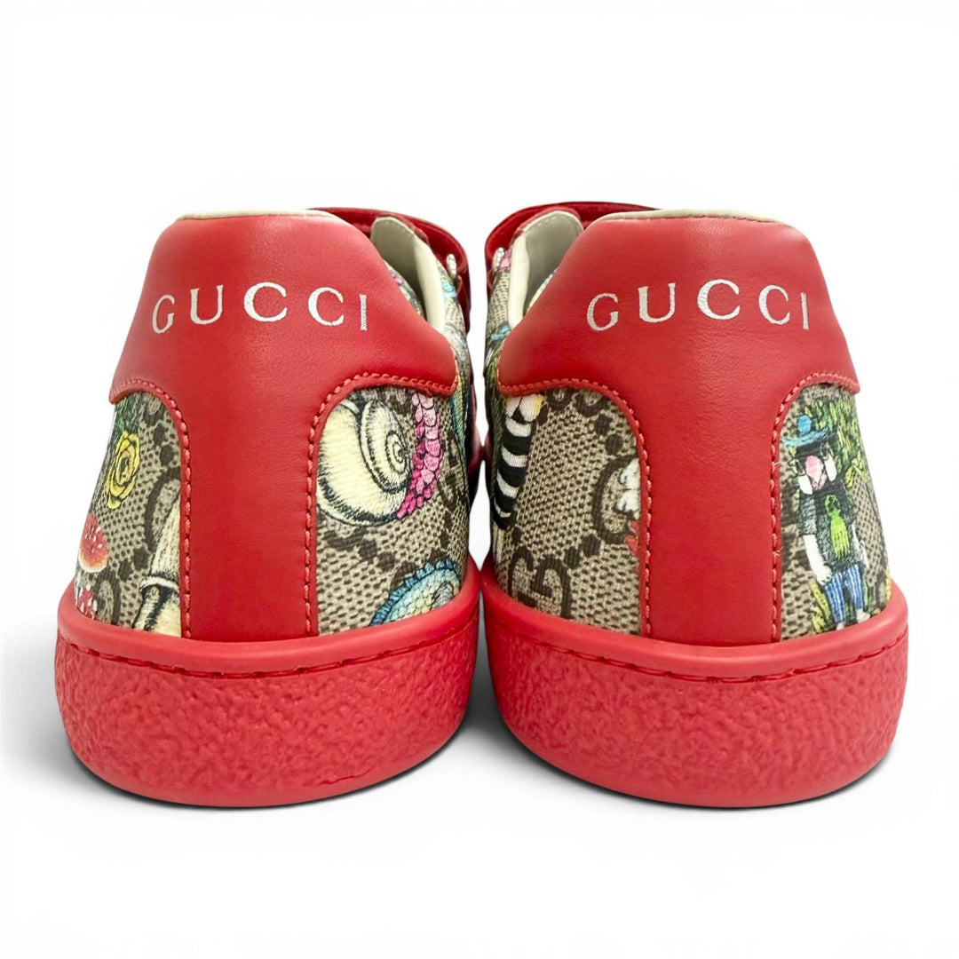 Pristine GUCCI YUKO HIGUCHI Low cut sneakers Velcro Red GG Supreme 34 463091