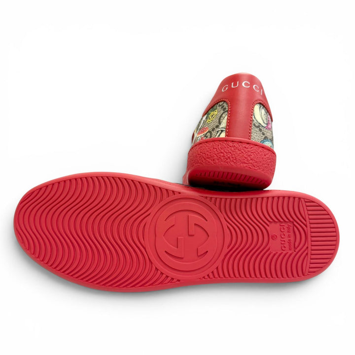 Pristine GUCCI YUKO HIGUCHI Low cut sneakers Velcro Red GG Supreme 34 463091