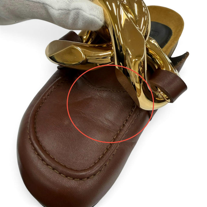 Great JW Anderson Mule Chain leather Brown leather Women 36 AN35004A