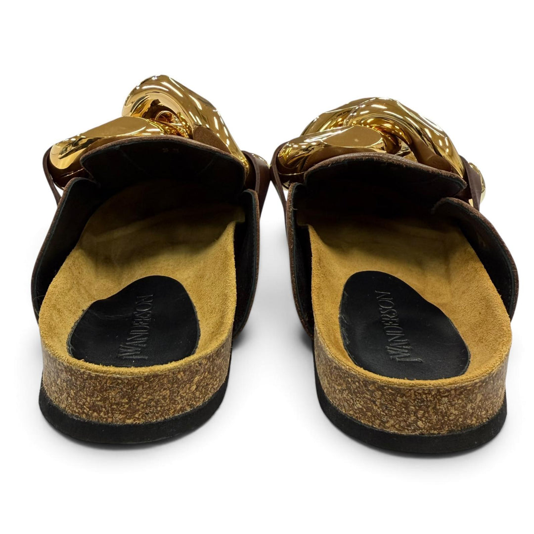 Great JW Anderson Mule Chain leather Brown leather Women 36 AN35004A