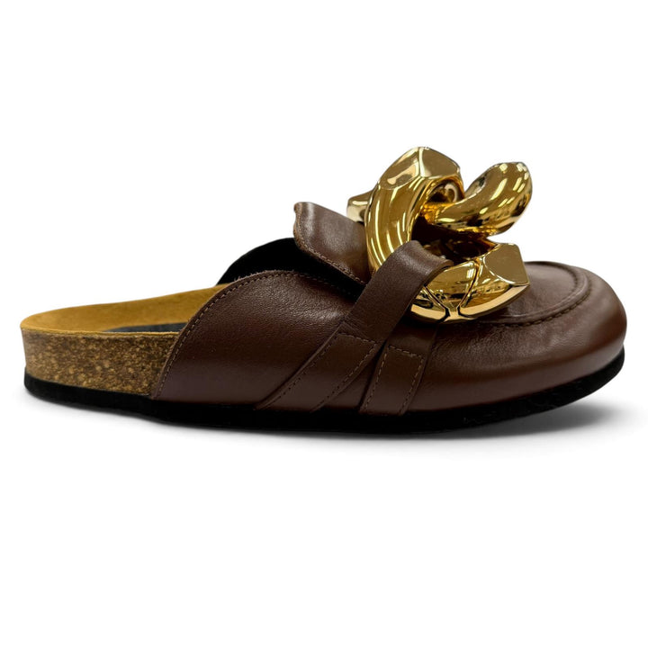 Great JW Anderson Mule Chain leather Brown leather Women 36 AN35004A