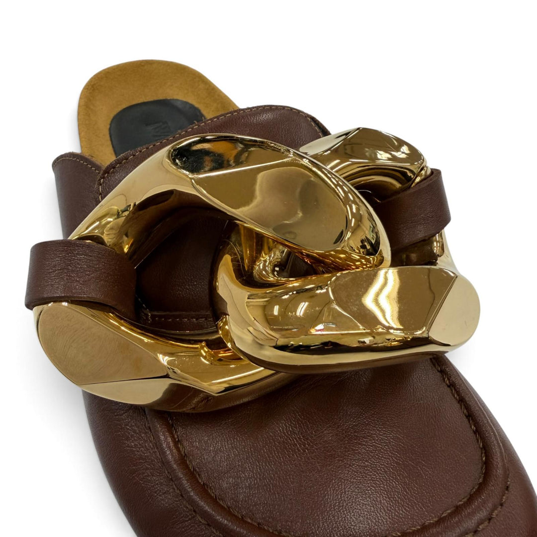 Great JW Anderson Mule Chain leather Brown leather Women 36 AN35004A