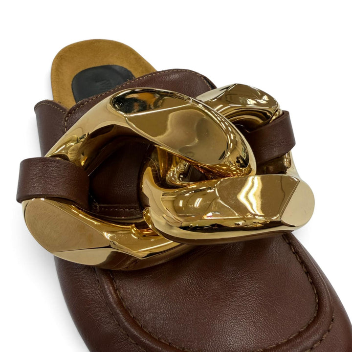 Great JW Anderson Mule Chain leather Brown leather Women 36 AN35004A