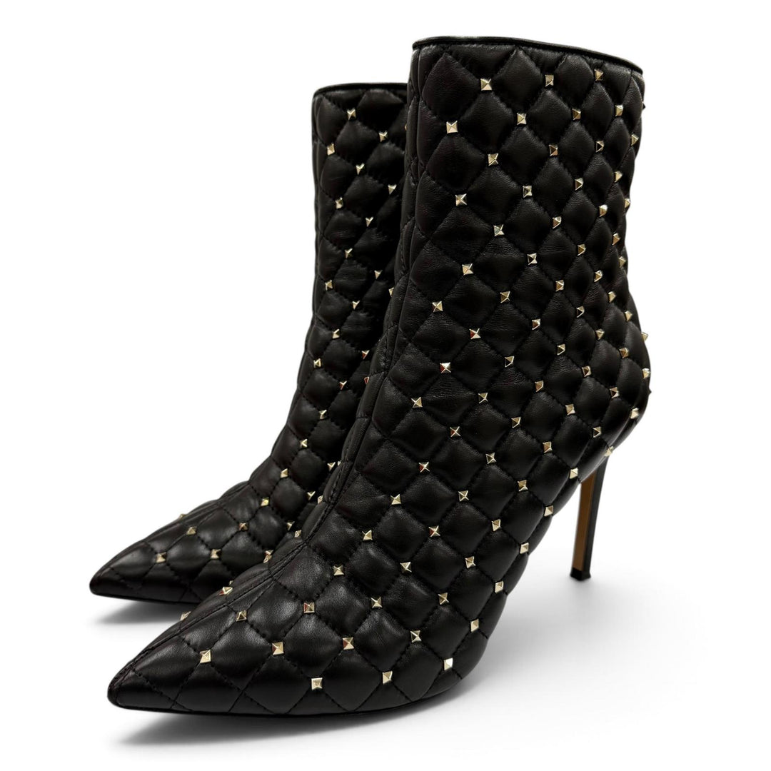 Great Valentino Garavani short boots Rockstud Quilted Leather black Women 38