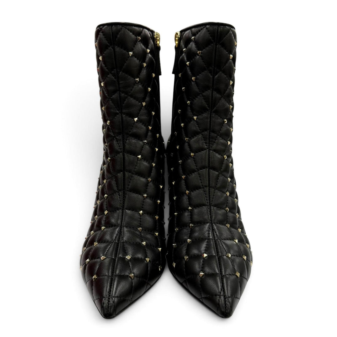 Great Valentino Garavani short boots Rockstud Quilted Leather black Women 38