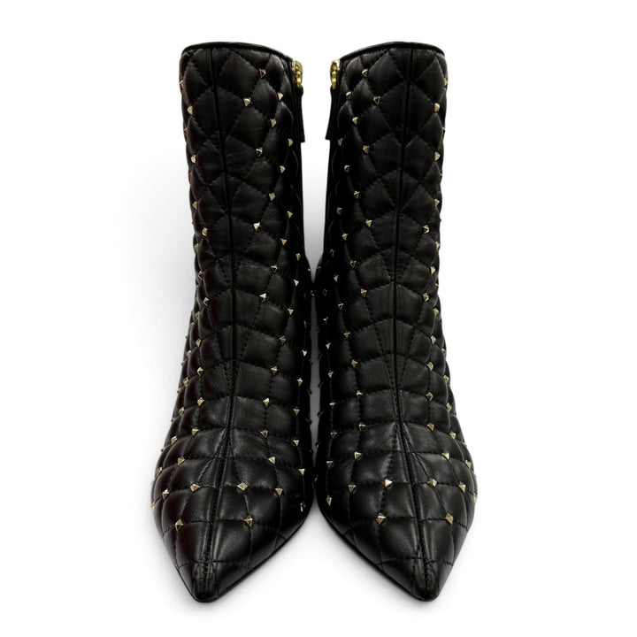 Great Valentino Garavani short boots Rockstud Quilted Leather black Women 38
