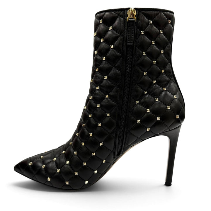 Great Valentino Garavani short boots Rockstud Quilted Leather black Women 38