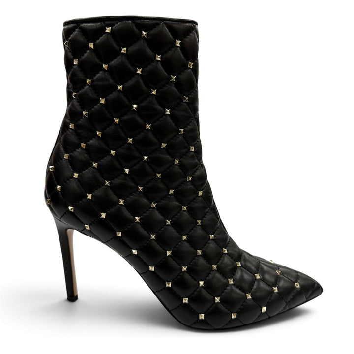 Great Valentino Garavani short boots Rockstud Quilted Leather black Women 38