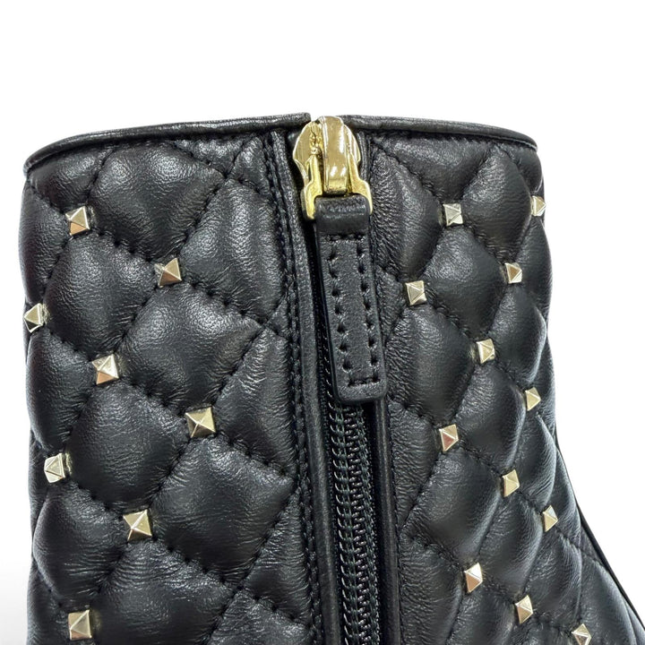 Great Valentino Garavani short boots Rockstud Quilted Leather black Women 38