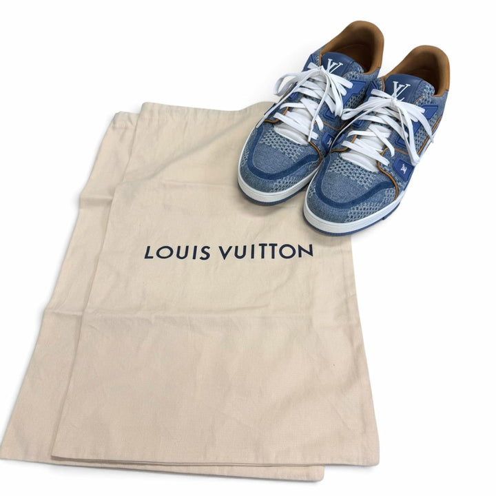 Great LOUIS VUITTON Low cut sneakers LV trainer line Damier denim