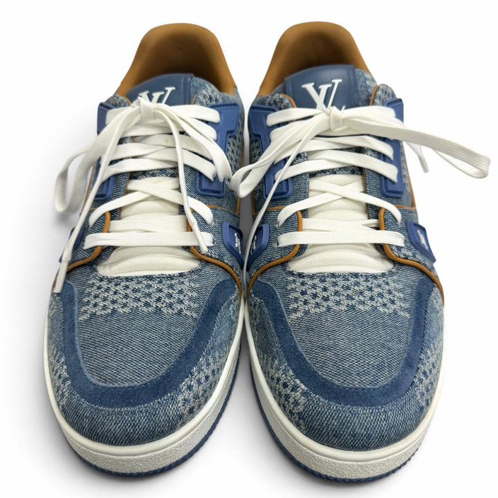 Great LOUIS VUITTON Low cut sneakers LV trainer line Damier denim