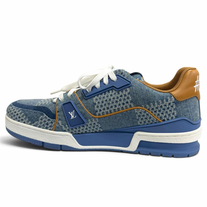 Great LOUIS VUITTON Low cut sneakers LV trainer line Damier denim