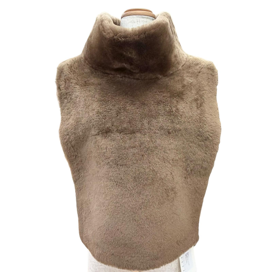 Pristine CARUSO Best Alhambra PAX High Neck Vest NUTRIA poncho Brown Mouton F