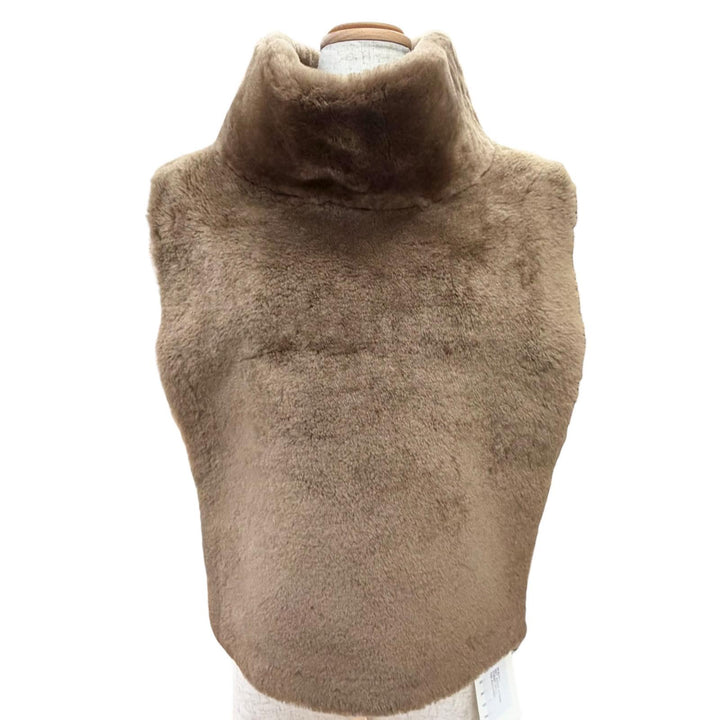 Pristine CARUSO Best Alhambra PAX High Neck Vest NUTRIA poncho Brown Mouton F