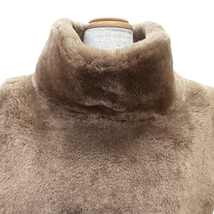Pristine CARUSO Best Alhambra PAX High Neck Vest NUTRIA poncho Brown Mouton F