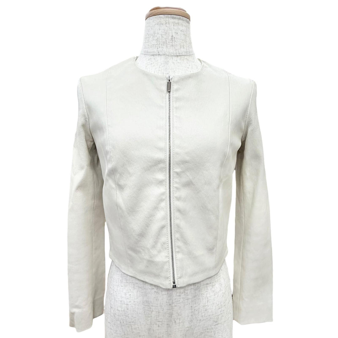 Pristine THE ROW leather jacket STANTA JACKET Cropped collarless Ivory 0