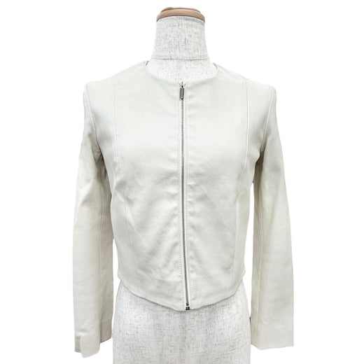 Pristine THE ROW leather jacket STANTA JACKET Cropped collarless Ivory 0