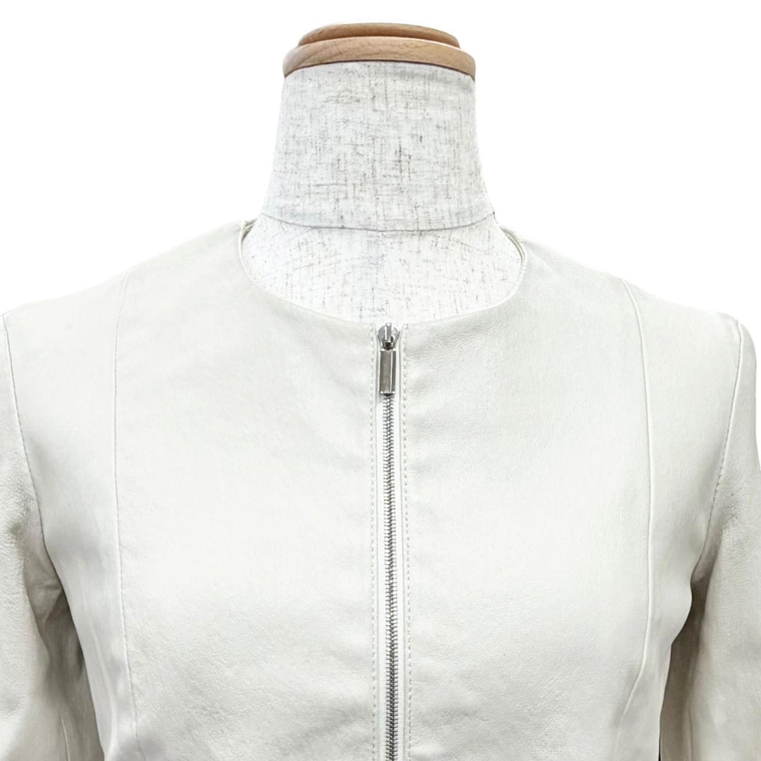 Pristine THE ROW leather jacket STANTA JACKET Cropped collarless Ivory 0