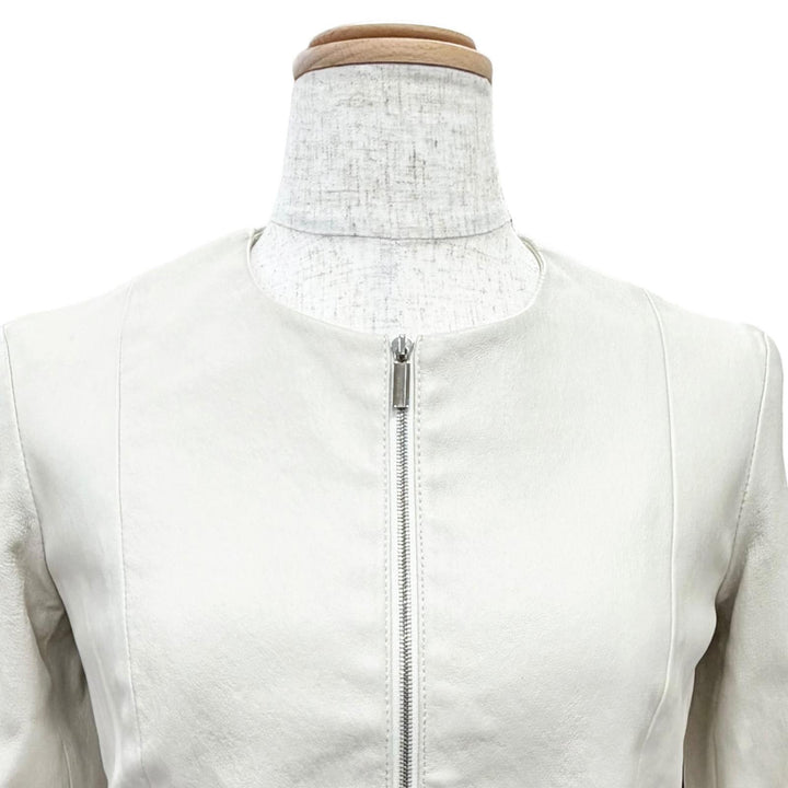 Pristine THE ROW leather jacket STANTA JACKET Cropped collarless Ivory 0