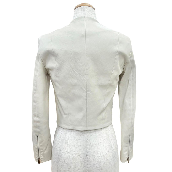 Pristine THE ROW leather jacket STANTA JACKET Cropped collarless Ivory 0