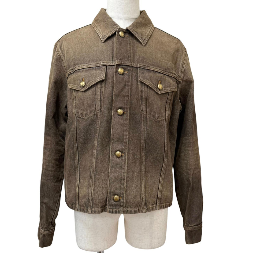 Excellent LOUIS VUITTON Denim Jacket Coffee Indigo Denim Long Sleeve Shirt