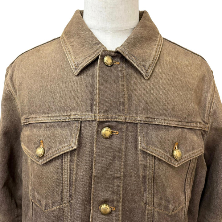 Excellent LOUIS VUITTON Denim Jacket Coffee Indigo Denim Long Sleeve Shirt