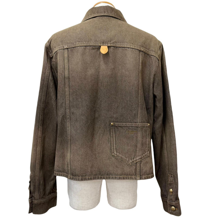 Excellent LOUIS VUITTON Denim Jacket Coffee Indigo Denim Long Sleeve Shirt