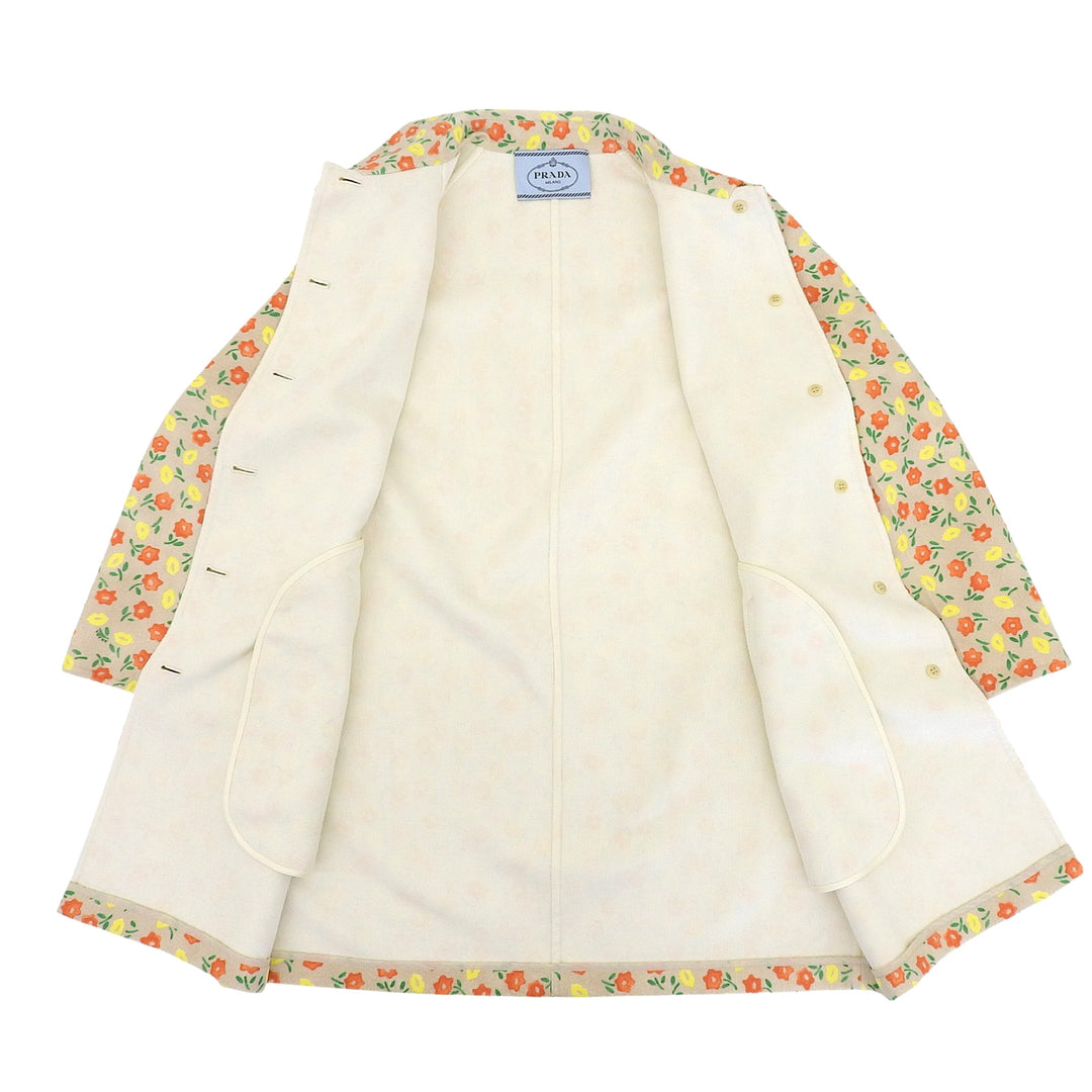 Great PRADA coat flour Multi Virgin wool Women 42 P669F S171 1M5E